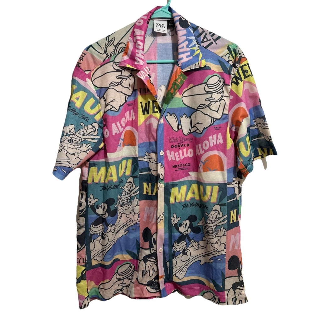 ZARA | Disney Play The Guitar Pink Maui Hawaii Mickey Minnie Mouse Duck | Size S